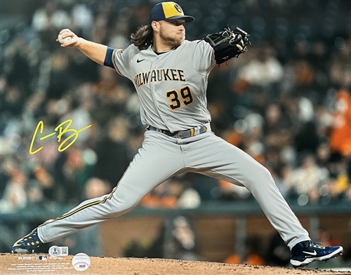 CORBIN BURNES SIGNED 16X20 BREWERS PHOTO #25 - BAS