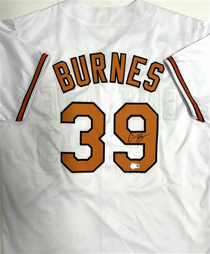 CORBIN BURNES SIGNED CUSTOM REPLICA ORIOLES WHITE JERSEY - BAS