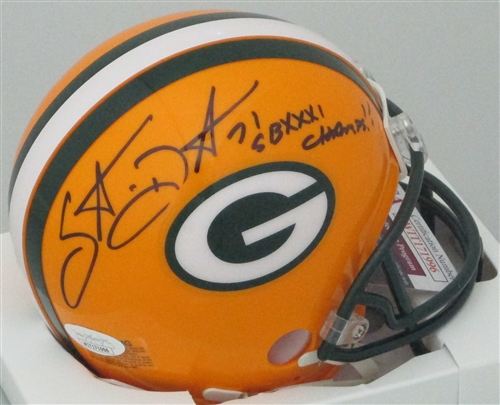 SANTANA DOTSON SIGNED PACKERS MINI HELMET W/ SB XXXI - JSA