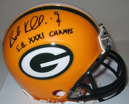 BOB KUBERSKI SIGNED PACKERS MINI HELMET W/ SB CHAMPS