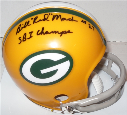 BILL "RED" MACK SIGNED PACKERS MINI HELMET W/ SB I