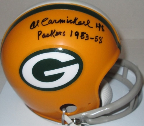 AL CARMICHAEL SIGNED PACKERS MINI HELMET W/ YEARS