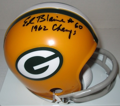 ED BLAINE SIGNED PACKERS 2-BAR MINI HELMET W/ 1962 CHAMPS