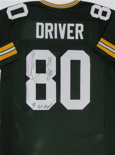 DONALD DRIVER SIGNED CUSTOM REPLICA PACKERS GREEN JERSEY W/ XLV CHAMPS - JSA