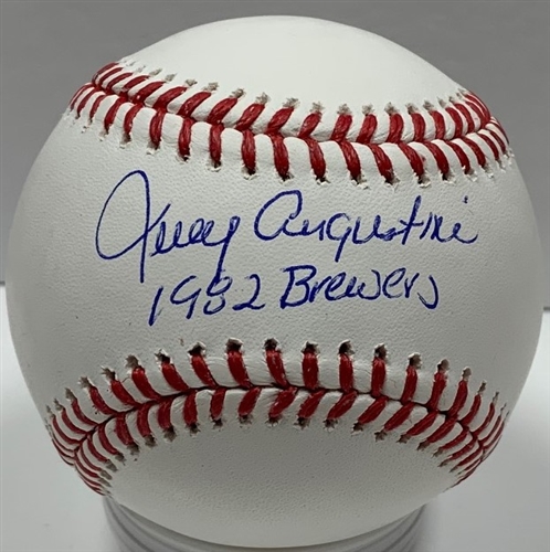 JERRY AUGUSTINE SIGNED MLB BASEBALL W/ '82 BREWERS - JSA