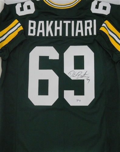 DAVID BAKHTIARI SIGNED CUSTOM REPLICA PACKERS GREEN JERSEY - BAS