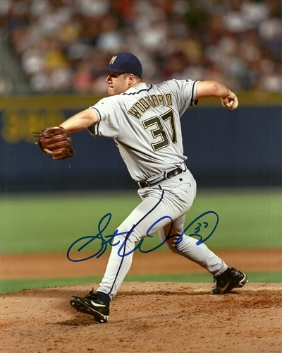 STEVE WOODARD SIGNED 8X10 BREWERS PHOTO #2