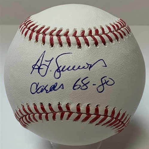 TED SIMMONS SIGNED OFFICIAL MLB BASEBALL W/ CARDS '68-80