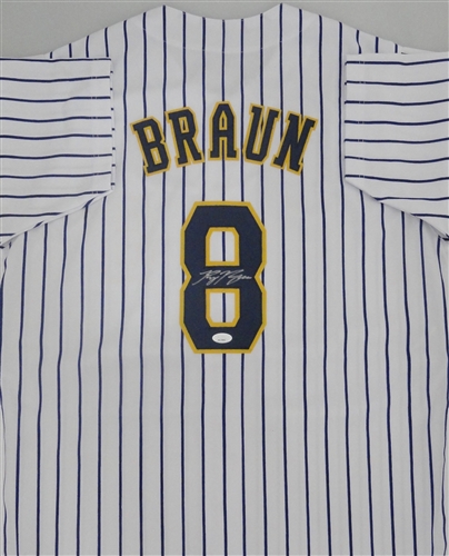 RYAN BRAUN SIGNED CUSTOM BREWERS PINSTRIPE JERSEY - JSA