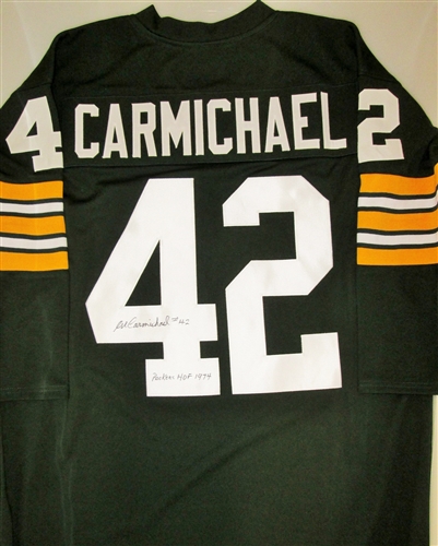 AL CARMICHAEL SIGNED CUSTOM GREEN PACKERS JERSEY W/ HOF