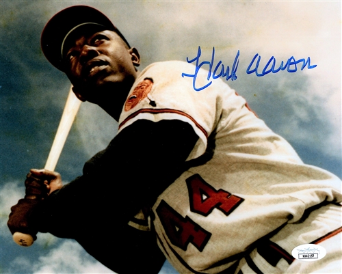 HENRY HANK AARON SIGNED 8X10 MILW. BRAVES PHOTO #4 - JSA