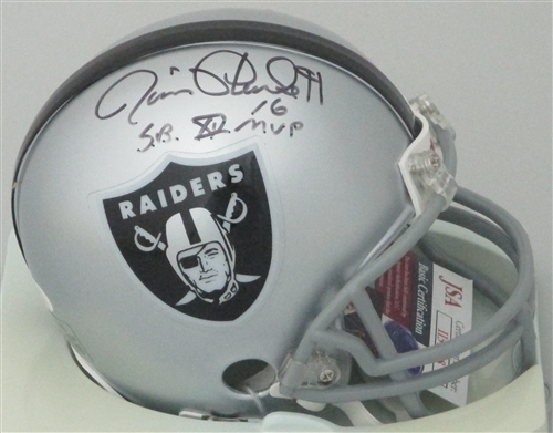 JIM PLUNKETT SIGNED RAIDERS MINI HELMET W/ SB MVP BECKETT