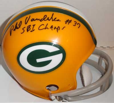 PHIL VANDERSEA SIGNED PACKERS 2-BAR MINI w/ SB I CHAMPS