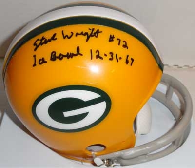 STEVE WRIGHT SIGNED PACKERS 2-BAR MINI w/ ICE BOWL