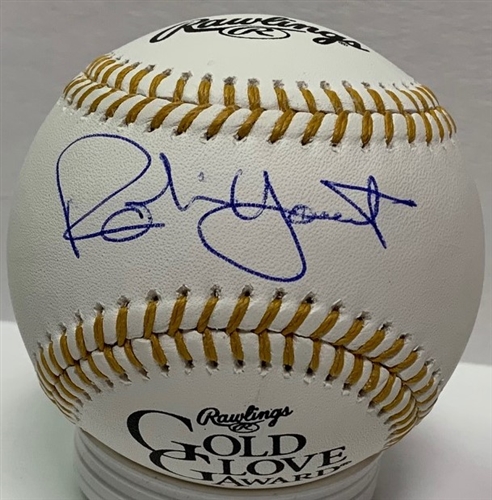 ROBIN YOUNT SIGNED MLB GOLD GLOVE LOGO BASEBALL - BREWERS - JSA