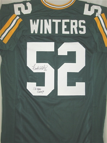 FRANK WINTERS SIGNED CUSTOM PACKERS GREEN JERSEY W/ SB XXXI