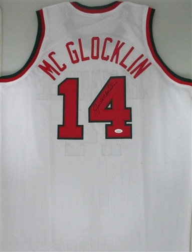 JON McGLOCKLIN SIGNED CUSTOM REPLICA WHITE BUCKS JERSEY - JSA