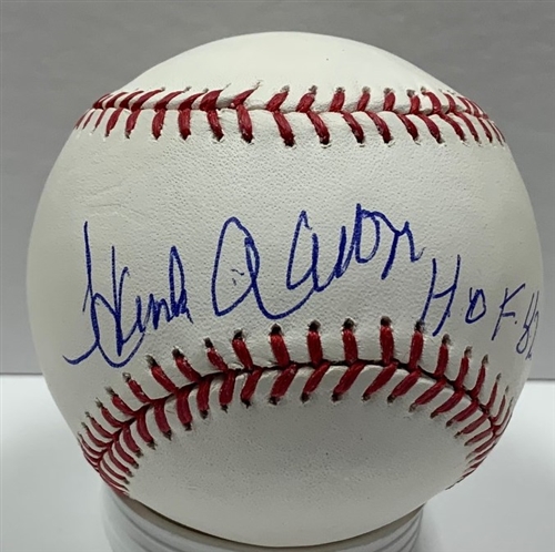 HENRY HANK AARON SIGNED MLB BASEBALL W/ "HOF '82" - JSA