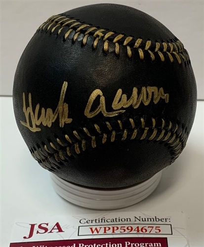HENRY HANK AARON SIGNED MLB "BLACK" BASEBALL - JSA