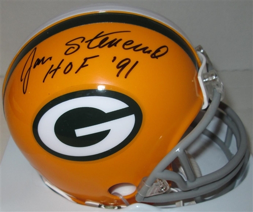 JAN STENERUD SIGNED PACKERS MINI HELMET W/ HOF '91 - JSA