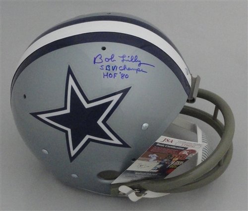 BOB LILLY SIGNED FULL SIZE COWBOYS TK SUSPENSION HELMET - JSA