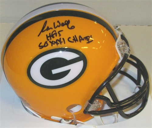 RON WOLF SIGNED PACKERS MINI HELMET W/ HOF & SB CHAMPS