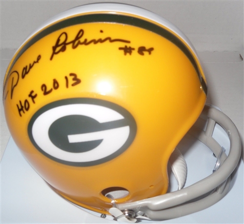 DAVE ROBINSON SIGNED PACKERS 2-BAR MINI HELMET W/ HOF