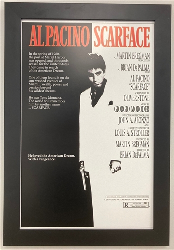 SCARFACE FRAMED 11X17 MOVIE POSTER