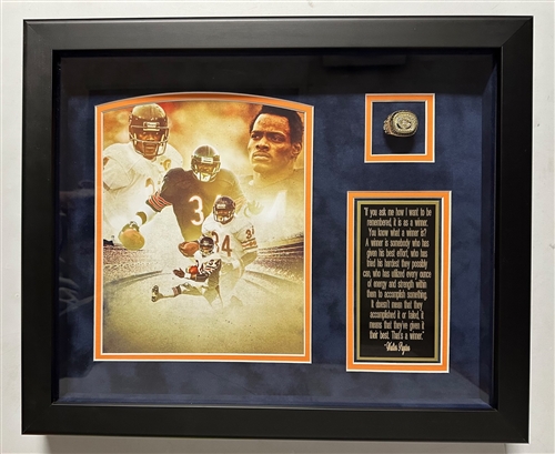 WALTER PAYTON FRAMED CHAMPIONSHIP RING W/ PHOTO & QUOTE #2