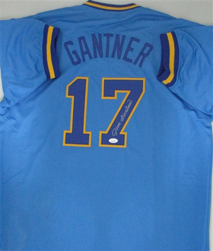 JIM GANTNER SIGNED CUSTOM REPLICA BREWERS BLUE JERSEY - JSA