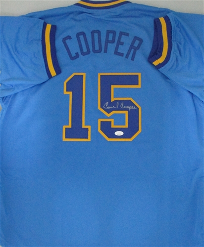 CECIL COOPER SIGNED CUSTOM REPLICA BREWERS BLUE JERSEY - JSA