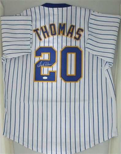 GORMAN THOMAS SIGNED CUSTOM BREWERS PINSTRIPE JERSEY - JSA