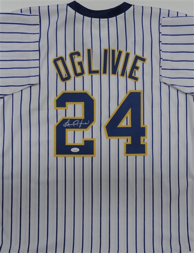 BEN OGLIVIE SIGNED CUSTOM REPLICA BREWERS PINSTRIPE JERSEY - JSA