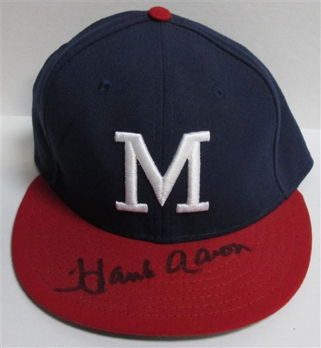 HANK AARON SIGNED NEW ERA 59FIFTY BRAVES HAT CAP - JSA