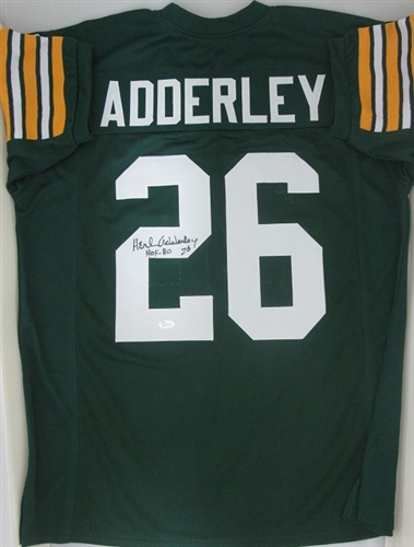 HERB ADDERLEY SIGNED CUSTOM PACKERS JERSEY W/ HOF - JSA