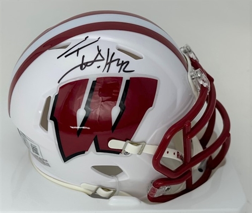 TJ WATT SIGNED BADGERS WI SPEED MINI HELMET - BAS