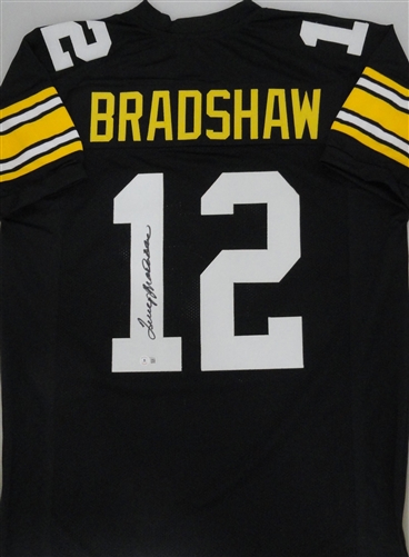 TERRY BRADSHAW SIGNED CUSTOM REPLICA STEELERS JERSEY - BAS