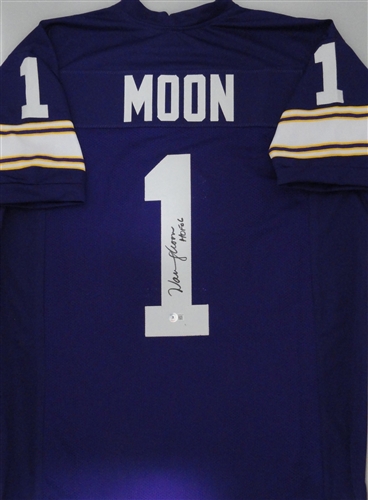 WARREN MOON SIGNED CUSTOM VIKINGS JERSEY W/ HOF - BAS