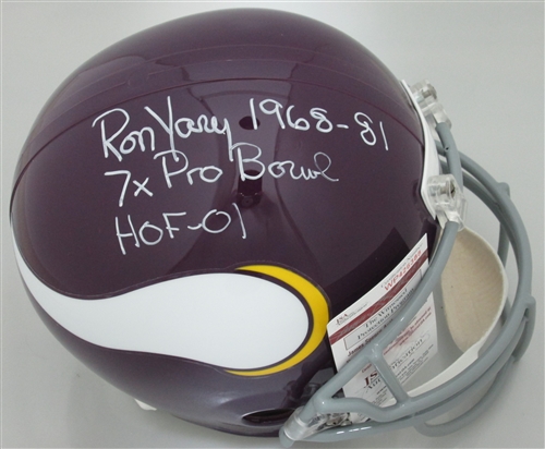 RON YARY SIGNED FULL SIZE VIKINGS REPLICA HELMET W/ SCRIPTS - JSA