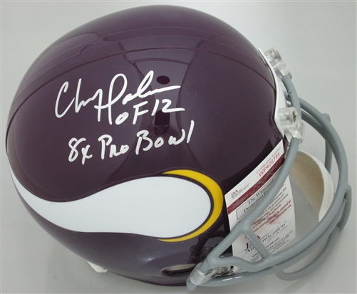 CHRIS DOLEMAN SIGNED FULL SIZE VIKINGS REPLICA HELMET W/ SCRIPTS - JSA