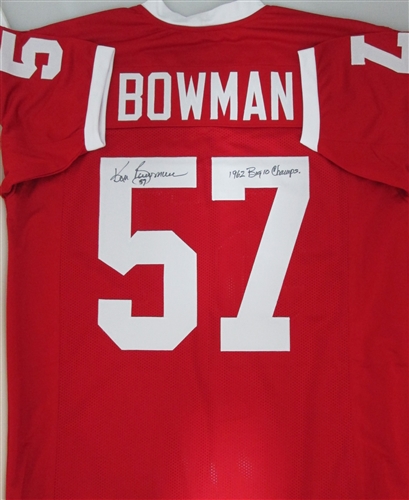 KEN BOWMAN SIGNED CUSTOM WI BADGERS JERSEY W/ 1962 BIG 10 CHAMPS