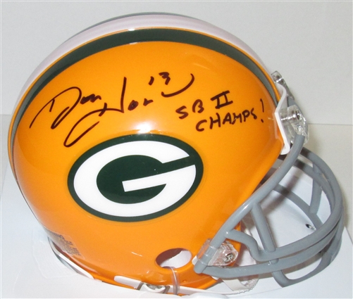 DON HORN SIGNED PACKERS MINI HELMET W/ SB II CHAMPS