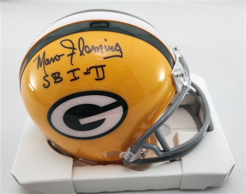 MARV FLEMING SIGNED PACKERS MINI HELMET W/ SB I & II