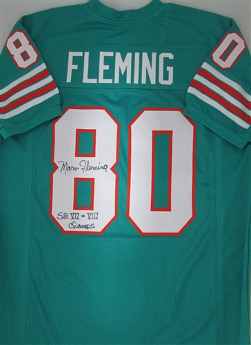MARV FLEMING SIGNED CUSTOM DOLPHINS JERSEY W/ SB CHAMPS
