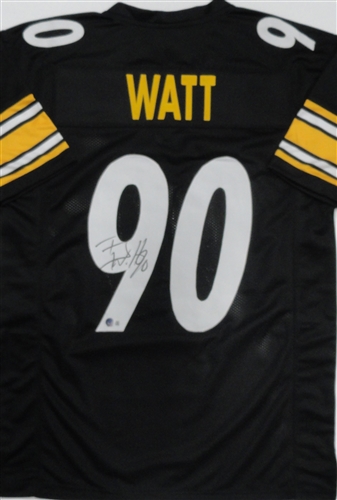 TJ WATT SIGNED CUSTOM REPLICA STEELERS BLACK JERSEY - BAS