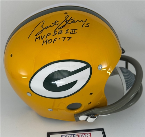 BART STARR (d) SIGNED FULL SIZE TK SUSPENSION PACKERS HELMET - JSA