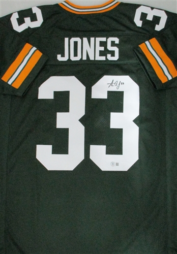 AARON JONES SIGNED CUSTOM REPLICA PACKERS GREEN JERSEY - JSA