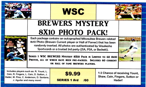 WSC MYSTERY 8x10 BOX PACK - MILWAUKEE BREWERS EDITION SERIES 1 - !