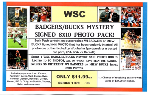 WSC MYSTERY 8x10 BOX PACK - BADGERS/BUCKS EDITION SERIES 1 - SOLD OUT