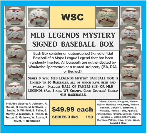 WSC MYSTERY MLB LEGENDS SIGNED BASEBALL BOX - SERIES 3